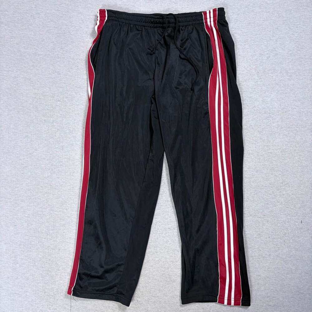 OT Sport Black Track Pants with Red and White Side Striped Panels Size M